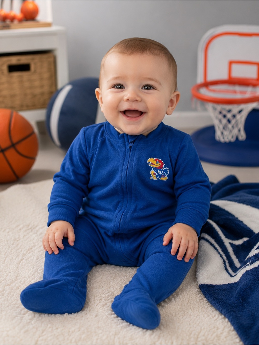 Kansas Jayhawks Baby Footed Sleeper 6–9 Months KU
